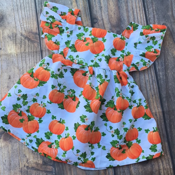 Pumpkin Ruffle Pinafore Jumper Dress - Picture 7 of 8